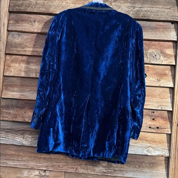 Men's Blue Velvet Jacket - Picture 6 of 9